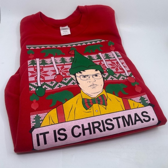 Dwight from the Office Elf Christmas Sweater - ugly Christmas sweater size M - Picture 1 of 8